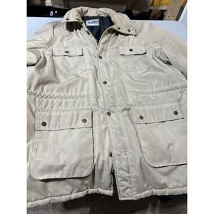 South Creek Grizzly Mens XL Khaki Parka Jacket Plaid Lining Hooded Winter Coat